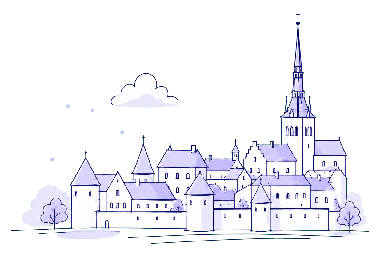 Hand-drawn illustration of Tallinn Old Town